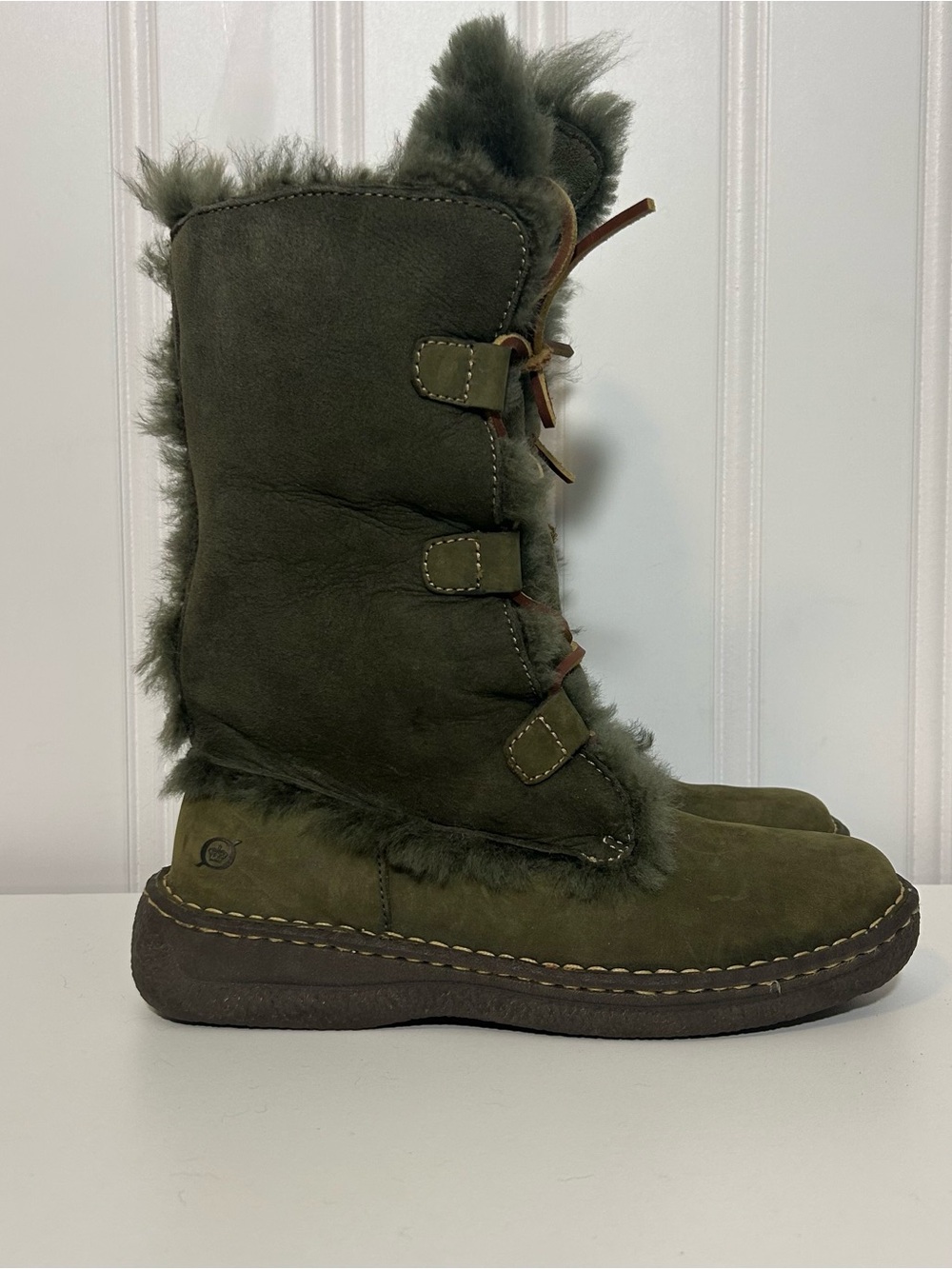 Born winter Olive Green Fur-Lined Winter Boots